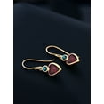 thumbnail image 4 of Gem Stone King 14K Yellow Gold Red Rhodolite Garnet and Blue Diamond French Wire Dangle Hook Earrings for Women (1.64 Cttw, Gemstone January Birthstone, Heart 6MM, Round 3MM), 4 of 4