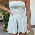 thumbnail image 2 of Strapless Off Shoulder Pleated Short Romper,Strapless Sleeveless Ruched Waist Ruffle Dress, 2 of 9