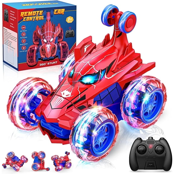 Remote Control Car for Kids, RC Car Toys for Boys Age 3-10, Charging Remote Control Stunt Cars with 360 Flips 4WD Wheel Lights for Birthday Gift