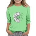 thumbnail image 2 of Blusas y camisas de cuello redondo y manga larga para niños, blusas/camisas de poliéster con estampado de corazones, mangas 3/4 y cuello redondo, elegantes e informales., 2 of 5
