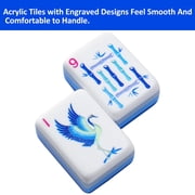 160-Piece American Mahjong Set, 4-Layer Acrylic Tiles, Engraved Blue Tiles with Storage Bag & Accessories