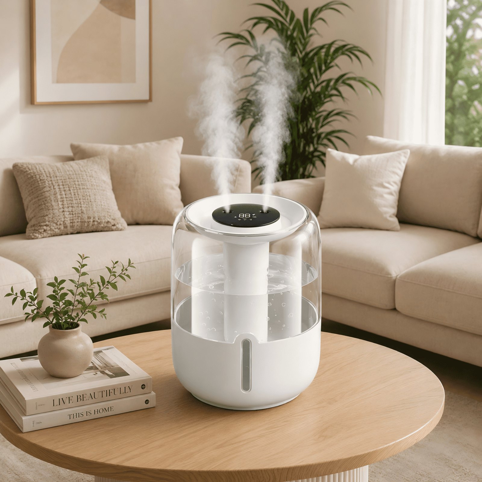 Efoee Humidifiers for Room,6.8L Top Fill Smart Cool Mist Air Humidifiers with Nightlight,3-Speed Quiet,Large Vaporizers for Bedroom,Home,Large Room,and Plants,White