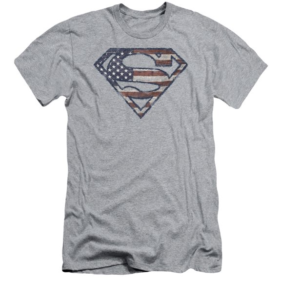 Superman - Wartorn Flag - Slim Fit Short Sleeve Shirt - Small