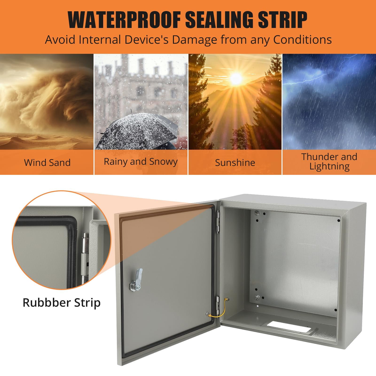 Accreate Ip66 Waterproof Electrical Box, Outdoor Steel Junction Enclosure With Lock And Mounting Plate For Secure Installation