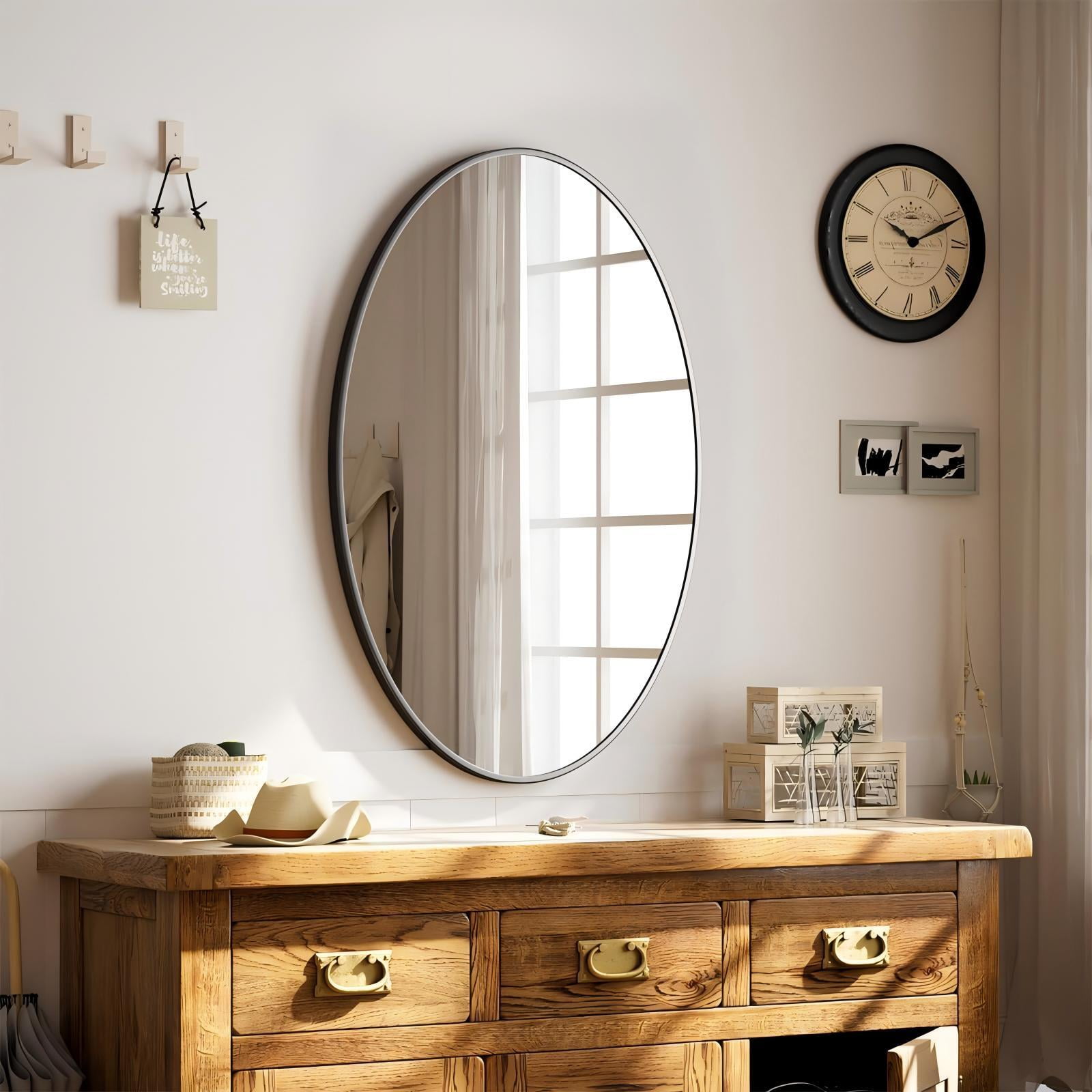 Mirstory Oval Bathroom Mirror 26"x38" Bathroom Vanity Mirror, Black