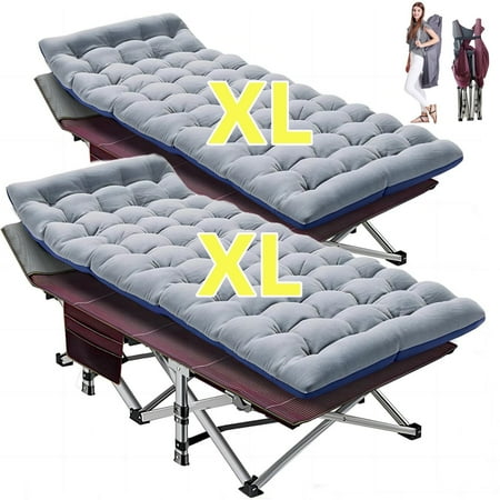 MOPHOTO 2 Pack 75 * 28 Folding Bed Cot with 3.3 Inch 2 Sided Mattress Folding Camping Cots with Carry Bag Portable Sleeping Cot Guest Bed