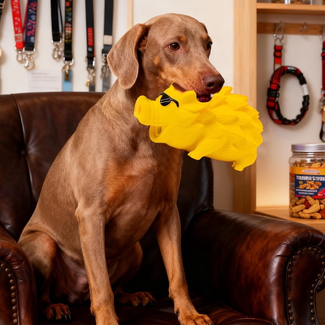 Durable Wild Boar Interactive Chew Toy for Aggressive Large Breed Dogs with Squeaky Teething and Long Lasting Cleaning Features