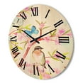 thumbnail image 3 of Designart 'Clever Bird Sitting On Branch of A Spring Tree With Butterflies' Traditional Wood Wall Clock, 3 of 5