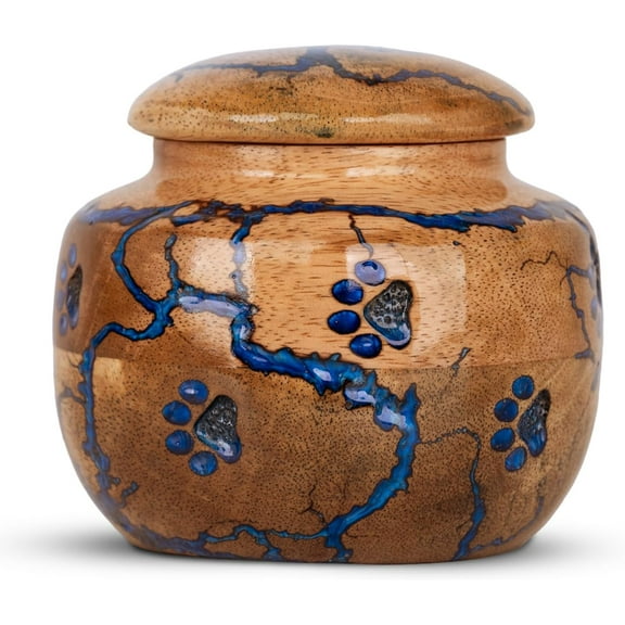 Wood Pet Urns for Dog/Cat Ashes - Small 10 Cu/in Resin Decorative Urn for Ashes for Dog, Urns for Cats - Pet Memorial Remembrance Box