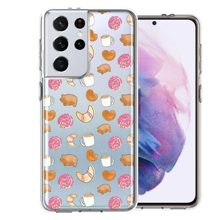MUNDAZE for Samsung Galaxy S21 Ultra Mexican Pan Dulce Cafecito Coffee Concha Polka Dots Double Layer Phone Case Cover