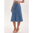 thumbnail image 2 of DARING DIVA Women's Denim Ruffle Below Knee Fishtail Jean Skirts Medium Light Blue, 2 of 7