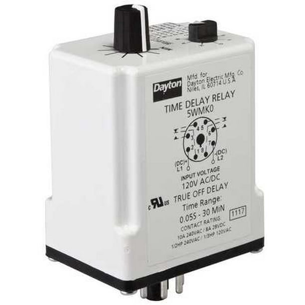 Time Delay Relay, 24VAC/DC, 10A, DPDT DAYTON