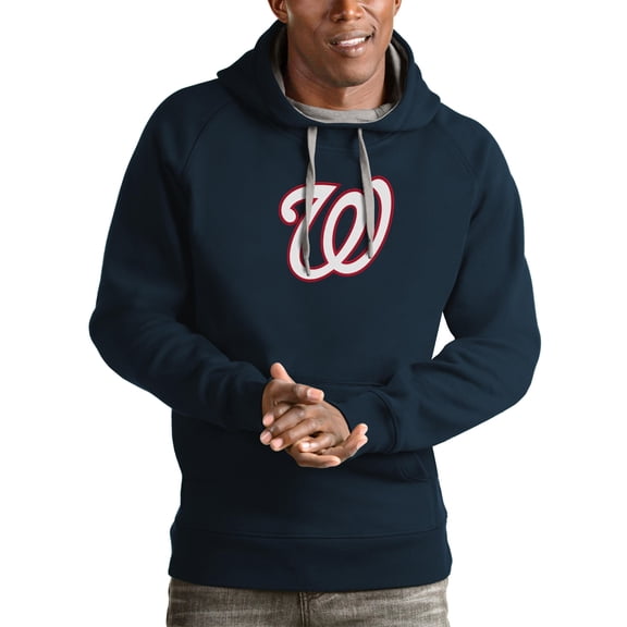 Men's Antigua Navy Washington Nationals Victory Pullover Team Logo Hoodie