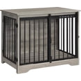 thumbnail image 4 of Hzuaneri Dog Crate Furniture with Barn Door, 31.9" Heavy Duty Wooden Kennel for Small Medium Dogs, Farmhouse Style, Greige, 4 of 7