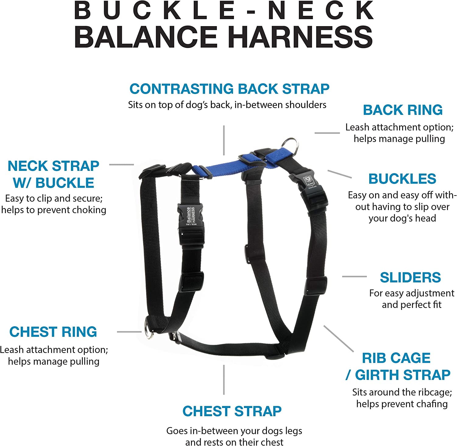 Blue-9 Pet Products No-Pull Balance Harness and Loose Leash Walking Set Dogs, Made in The USA, Blue, Small