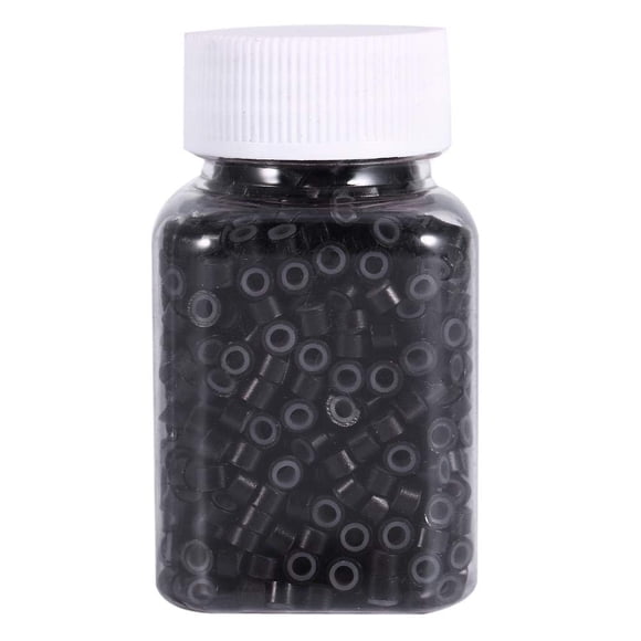 Anillos de extensión de cabello de 0.157 in con forro de silicona para extensiones de cabello (1000 unidades, color negro)