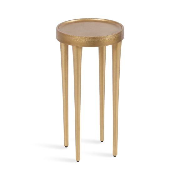 Kate and Laurel Rava Modern Metal Round Drink Table, 10 x 10 x 21, Gold, Cast Aluminum Accent Table for Use as Indoor Plant Stand or Living Room Decor Piece
