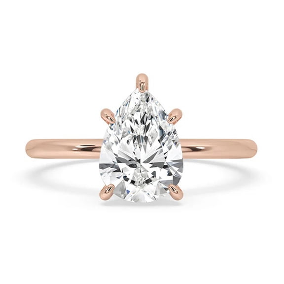 0.50 to 3 Carat Pear Cut E VS1 Lab Grown Diamond Solitaire Ring Rose Gold