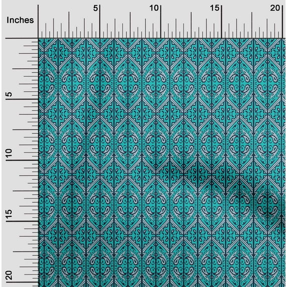 oneOone Organic Cotton Poplin Twill Fabric Geometric & Paisley Block Print Fabric By The Yard 42 Inch Wide