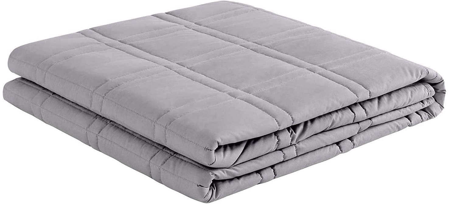 Dark/Light Grey 7 lb-25 lbs Premium Adult Weighted Blanket with Glass Beads 