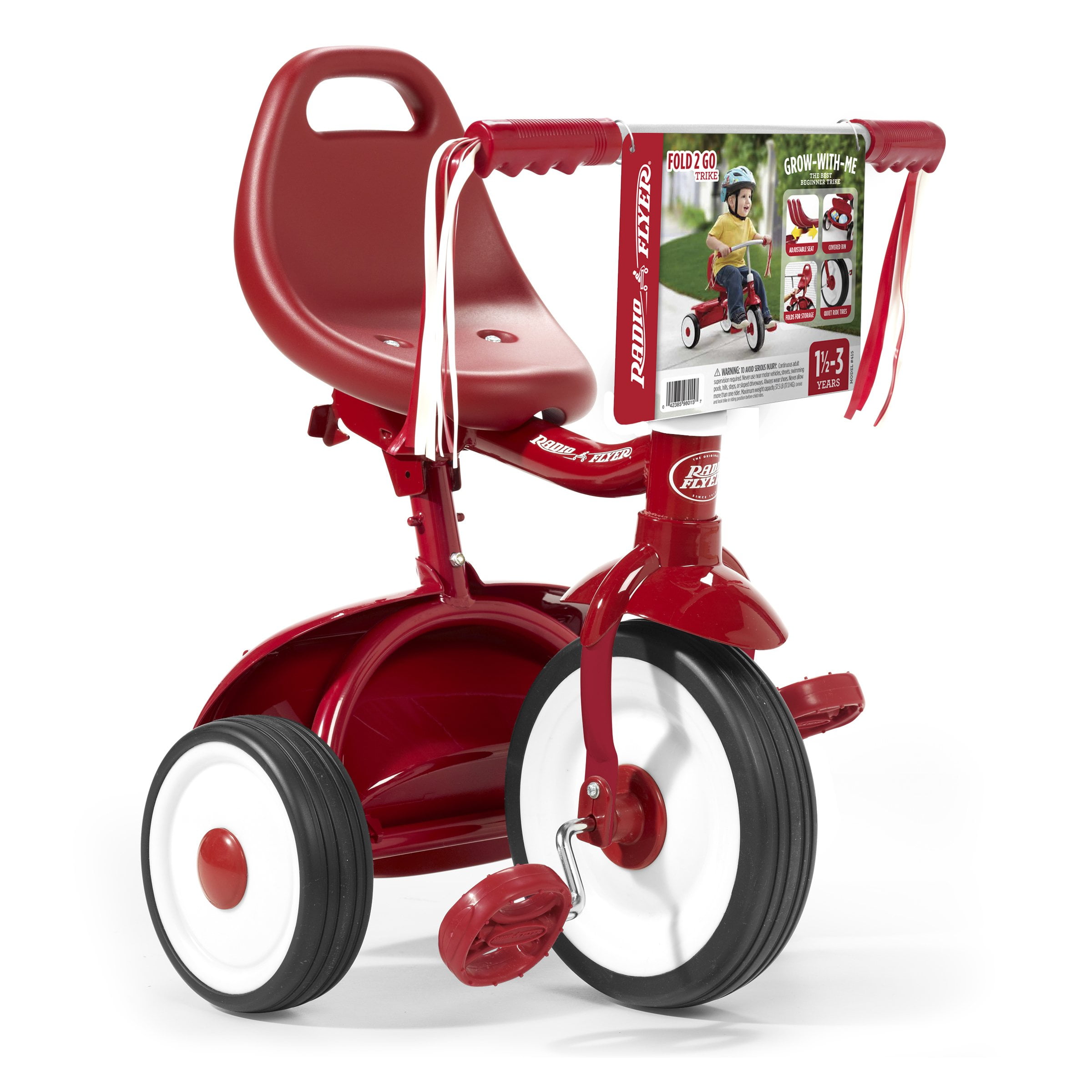 Radio Flyer Kids Tricycle Fold 2 Go Red Unisex Easy Carry Handle and Ride for Children Walmart