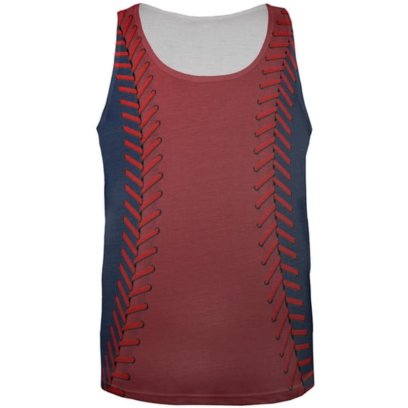 Baseball League Red and Navy Blue All Over Mens Tank Top Multi 2XL
