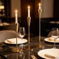 thumbnail image 6 of Qholemyo Set Of 3 Sleek Gold European Candleholder Tabletop Ornament Home Decor For Wedding Candlelit Dinner, 6 of 6