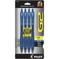 Pilot® G-2™ Retractable Gel Pens, Fine Point, 0.7 mm, Clear Barrels, Blue Ink, Pack Of 4