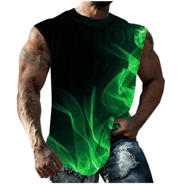 Gilet Sans Manches pour Hommes Chandail Décontracté Col Rond Motif Imprimé 100 % Polyester
