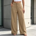 thumbnail image 2 of YUGYXL Women's High Waisted Wide Leg Dressy Pants Business Work Trousers, Flat Front Waist, Side Pockets Khaki Pants, 2 of 6
