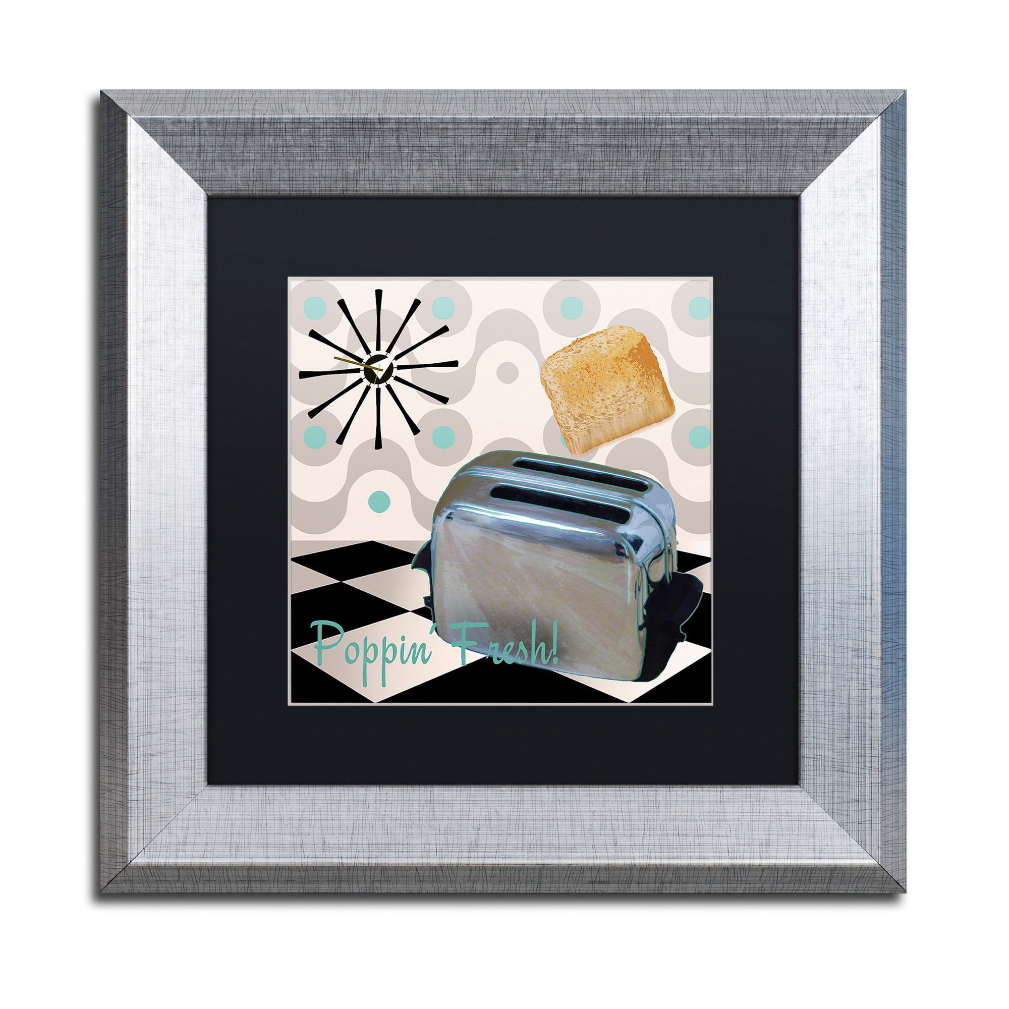 Trademark Fine Art "Fifties Kitchen I" Canvas Art by Color Bakery Black Matte, Silver Frame