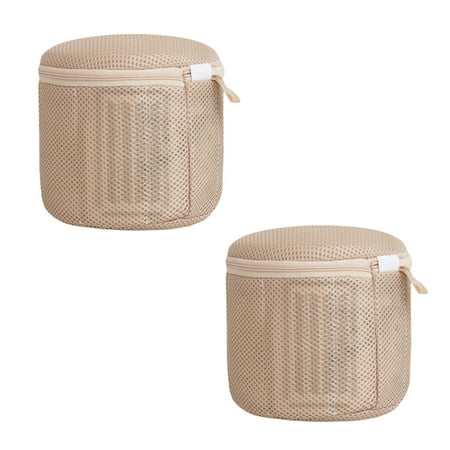 2PCS Mesh Bra Laundry Bags for Delicates with Internal Protector Large Durable Washing Machine & Dryer Wash Bags for Underwear Bra Socks Baby Clothes Lingerie Net Bags for Laundry - Beige