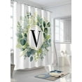 thumbnail image 3 of Shower Curtain Letter V Bathroom Curtains with Hooks, Waterproof Fabric Alphabet Green Eucalyptus Leaves Bath Shower Curtains Set for Bathroom Bathtubs Decor 72x72 Inch, 3 of 8