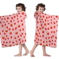 thumbnail image 4 of Red Strawberry Plants Fruit Pink Pattern Hooded Bath Towel，50"x30" for Ages 3 To 12 Kids, Quick Dry Lightweight Soft Microfiber Hood Beach Towel Cover Up for Kids, 4 of 7