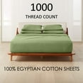 thumbnail image 2 of 1000-Thread-Count 100% Egyptian Cotton 6 PC Sheet Set |Full-XL, Sage| 12" Deep Pockets, 2 of 8