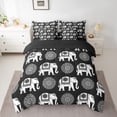 thumbnail image 2 of Feelyou Hippie Black Elephant Twin Bedding Sets 7-Piece, Tribal Damask Flower Bedding Comforter Set, Teens Kids Boys Girls Reversible Sheet Sets, Luxury Bedroom Decor, 2 of 8