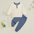 thumbnail image 2 of TOWED22 Baby Boy Clothes Fall Winter Outfits Long Sleeve Color Block Sweatshirt Pants 2Pcs Fall Clothing Set, 2 of 4
