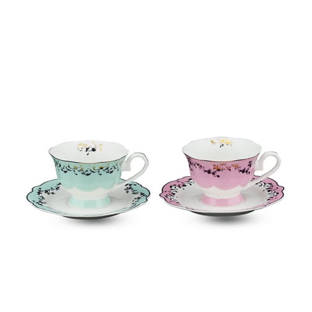 Eileen's Reserve 7-Oz New Bone China Floral Tea Cup Set for Coffee and Tea, Set of (Best Chinese Tea Set)