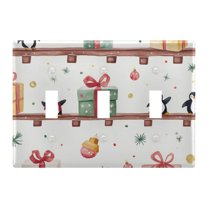Yayeee Toggle Light Switch Wall Plate 3-Gang 6.37"x4.48" Decorative Outlet Cover, Christmas Gift Train