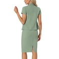thumbnail image 3 of Conjunto de traje de negocios de 2 piezas para mujeres INSPIRE CHIC, chaqueta de blazer de manga corta y falda lápiz M color verde mar, 3 of 6
