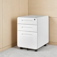 thumbnail image 2 of Mobile File Cabinet, 3-Drawer File Cabinet for Home Office, Filing Cabinet for Under Desk Storage, Round Corner Design, White, 2 of 6