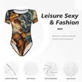 thumbnail image 6 of Uemuo Starry Night Guitar Dog Pattern Women's One Piece Short Sleeve Swimsuit Rash Guard Surfing Modest Quick-drying Swimsuit Beach Essentials-Medium, 6 of 9