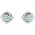 thumbnail image 2 of Natural Aquamarine Round 4.5mm 925 Sterling Silver Friction Back Polished and .08 Carat Diamond Earring Stud Earring for, 2 of 2