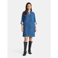 thumbnail image 2 of Time and Tru Women's Denim Shirt Dress, XS-XXXL, 2 of 5