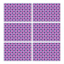 Pink Purple Checkered Pattern Summer Placemats Table Placemats Set Of 6-Linen Kitchen Washable Placemats Table Mats 11.8"x17.7" Non-Slip Heat Resistant