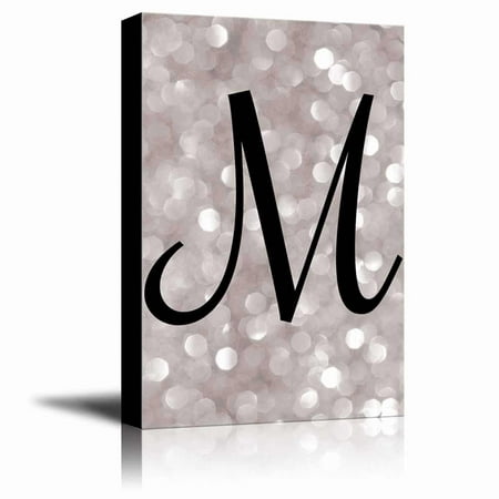 wall26 - The Letter M in Brush Stroke Cursive on a Champagne Colored Bokeh Background - Modern Romantic Elegant Decor - Canvas Art Home Decor - 16x24 (Best Romantic Letter For Her)