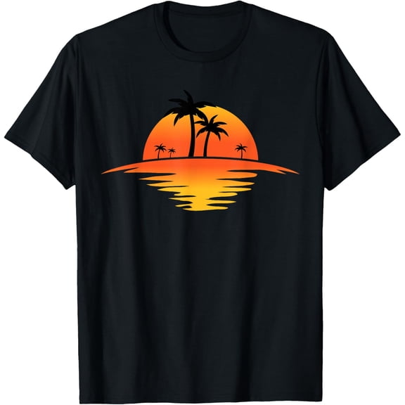 Exquisite and comfortable-Sunset Beach Silhouette Tropical Palm Tree Sunny Lover Gift T-Shirt