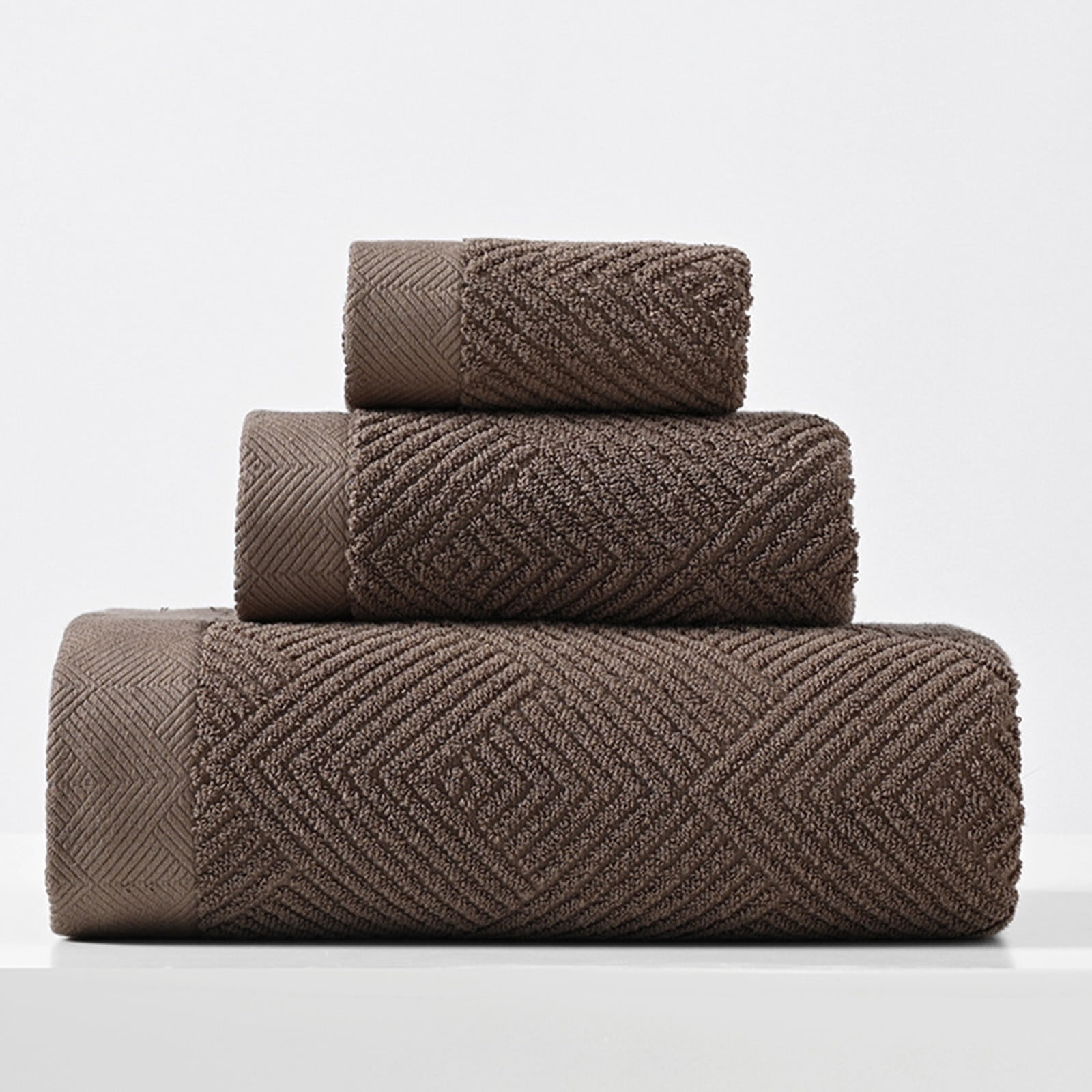 Qocolhg Ultra Soft 3 Pcs Cotton Bath Towel Sets on Clearance, Contains 1 Bath Towels 28x55 inch, 1 Hand Towels 13x27 inch & 1 Wash Coths 13x13 inch, Compact & Lightweight for Bathroom, Coffee
