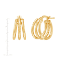 thumbnail image 3 of Women's Welry 13mm Triple Tube Hoop Earrings in 14kt Yellow Gold, 3 of 3