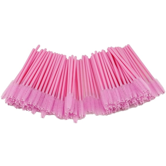Pack of 100 Disposable Eyelash Brushes Wands Mascara Applicator (Pink)